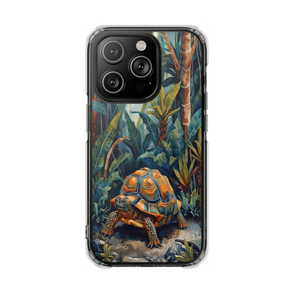 Clear Magnetic Phone Case — Tropical Turtle Art Protective Cover