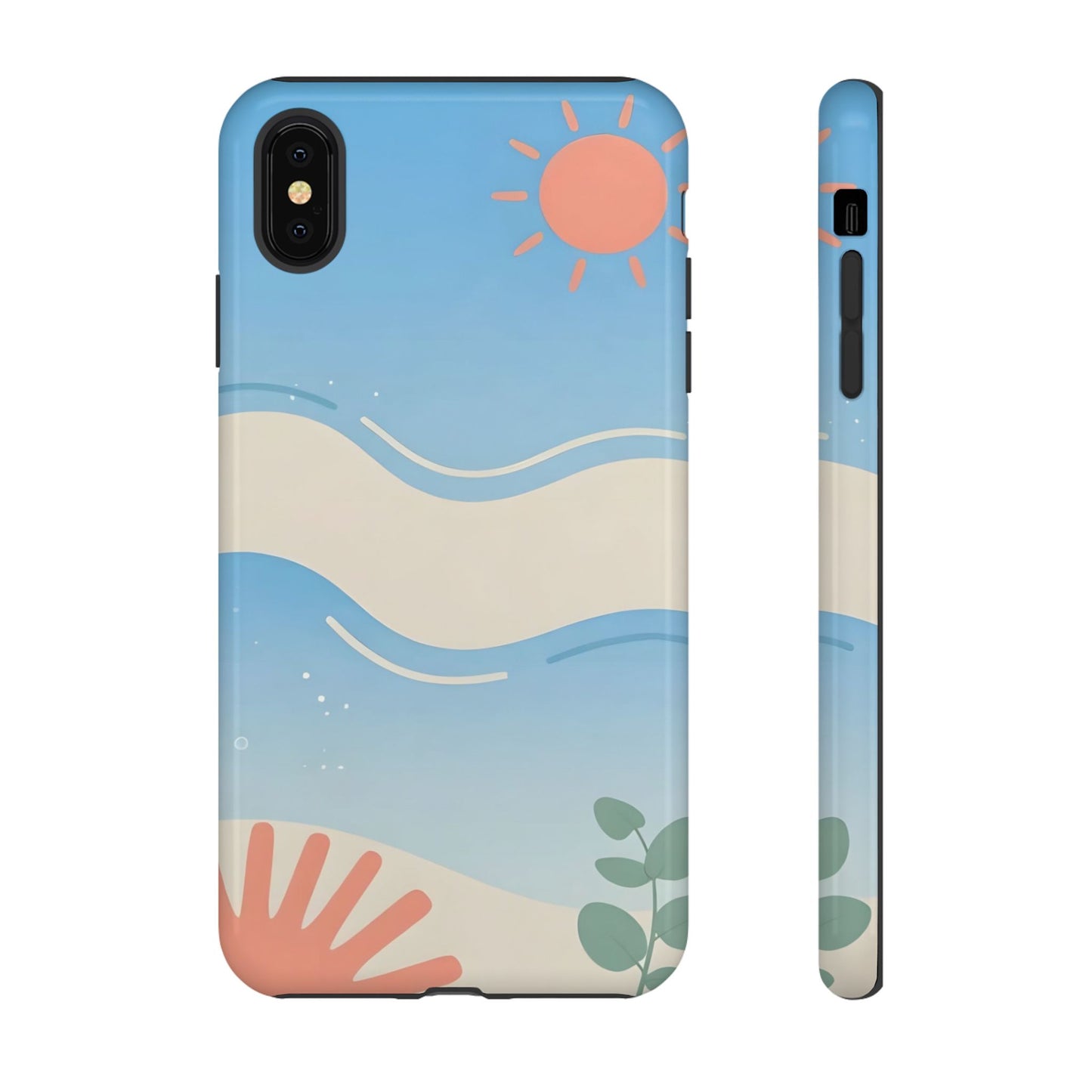 Beach Waves Tough Phone Case — Summer Sun & Seashell Protective Cover