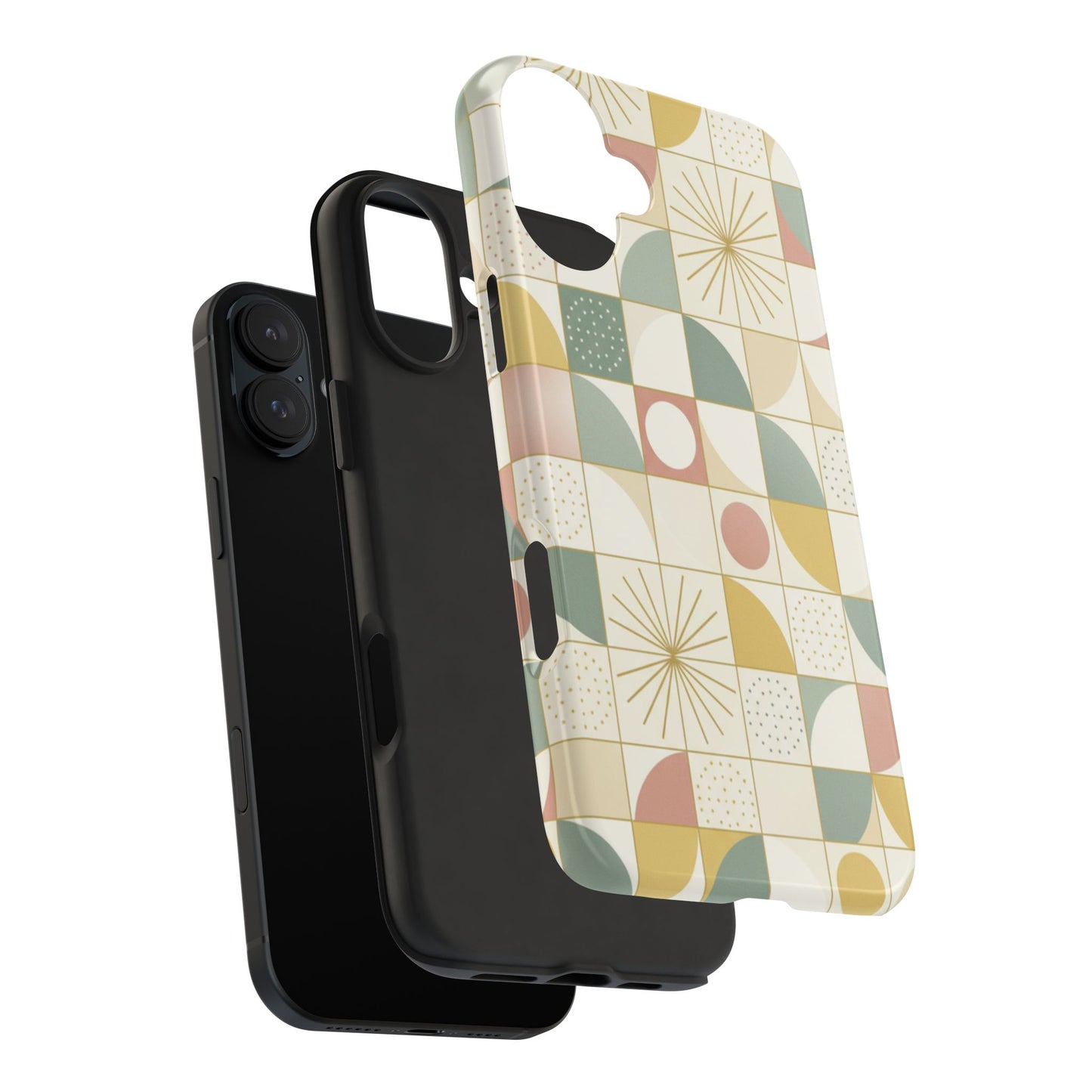 Retro Geometric Tough Phone Case — Pastel Midcentury Pattern