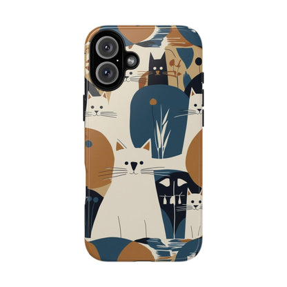 Cat Pattern Phone Case – Retro Abstract Cats Protective iPhone Cover
