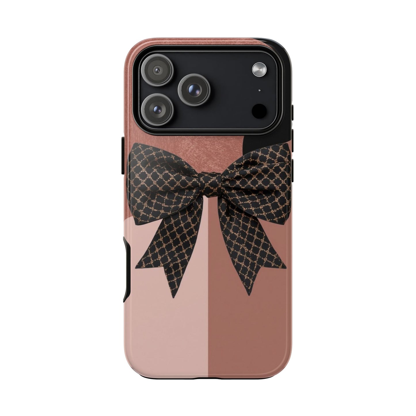 Bow Stripe Tough Phone Case – Pink Mauve Protective Cover