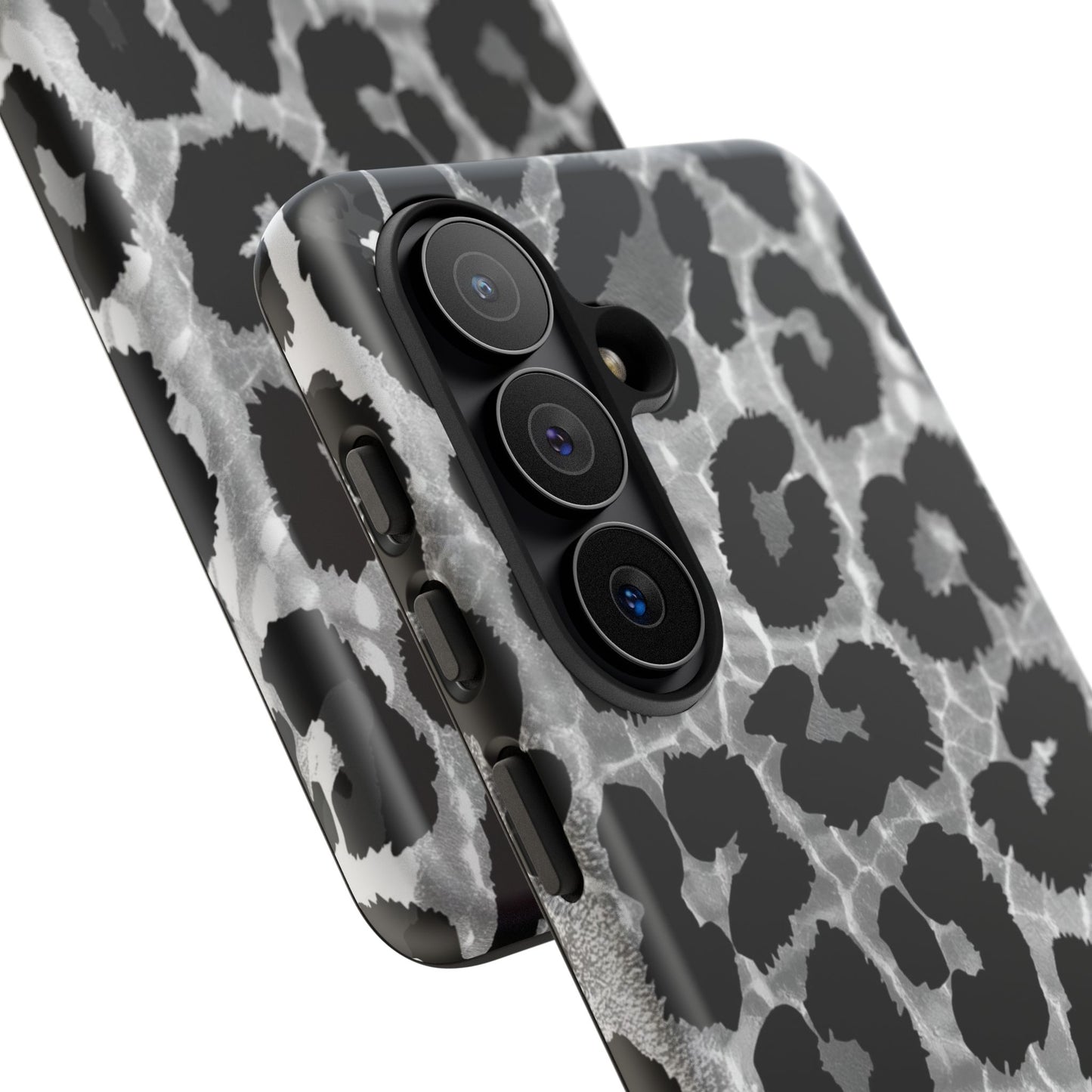 Leopard Print Phone Case — Black & Gray Tough Protective Case