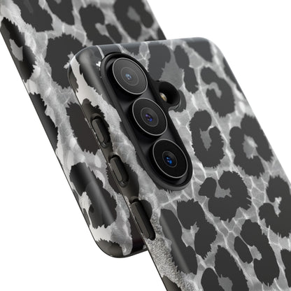 Leopard Print Phone Case — Black & Gray Tough Protective Case