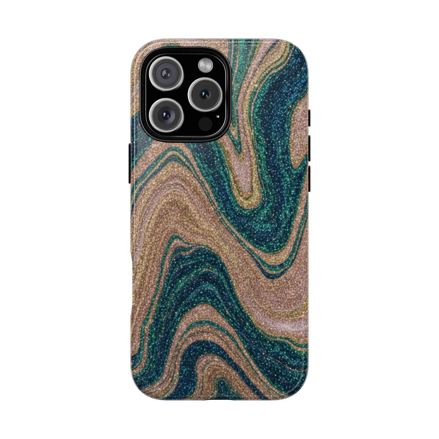 Marbled Teal & Gold Phone Case — Glitter Swirl Tough Case