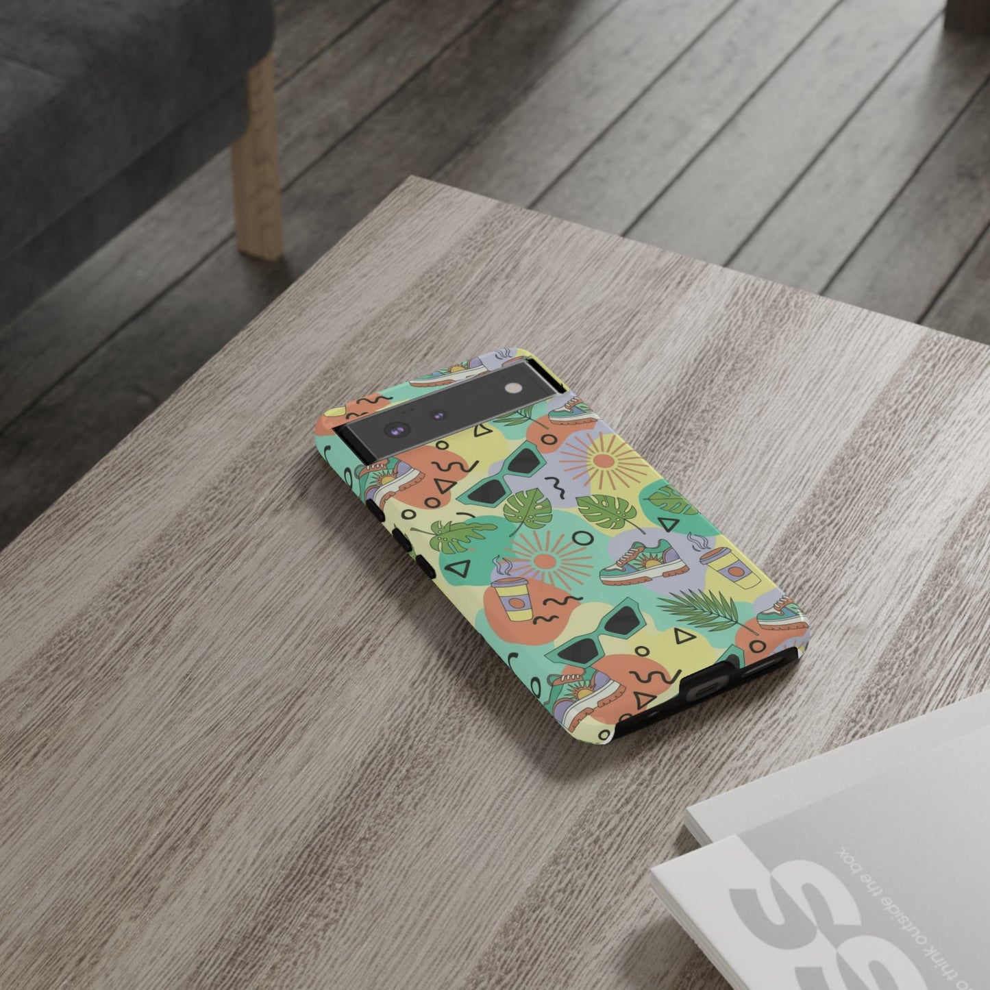 Tropical Summer Phone Case — Retro Sunglasses, Sneakers & Palm Pattern
