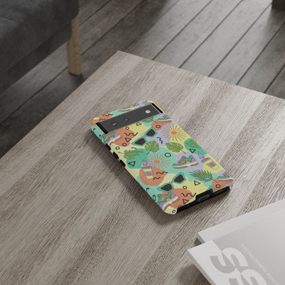 Tropical Summer Phone Case — Retro Sunglasses, Sneakers & Palm Pattern