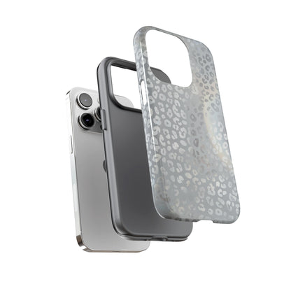 Grey Leopard Print Tough Phone Case — Durable Protective iPhone Cover