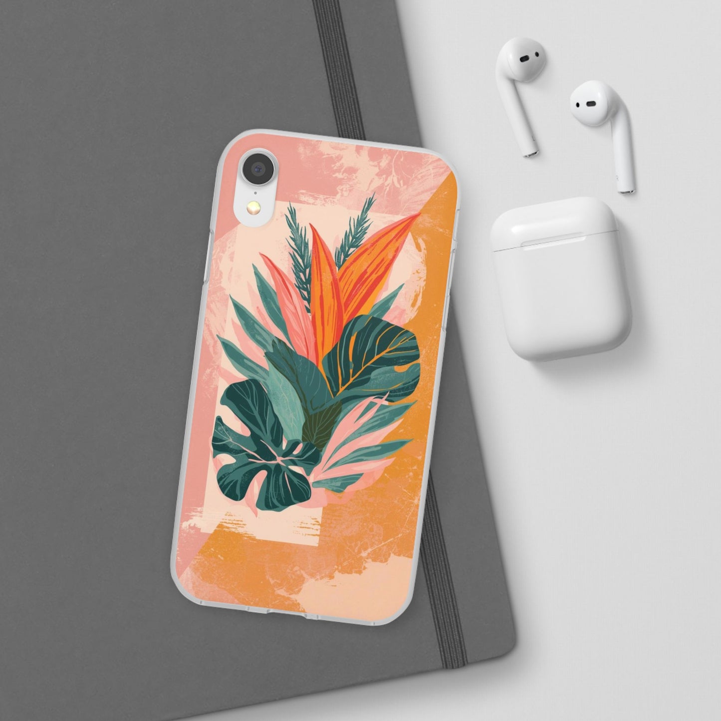 Tropical Botanical Phone Case — Pink & Orange Floral Flexi Case