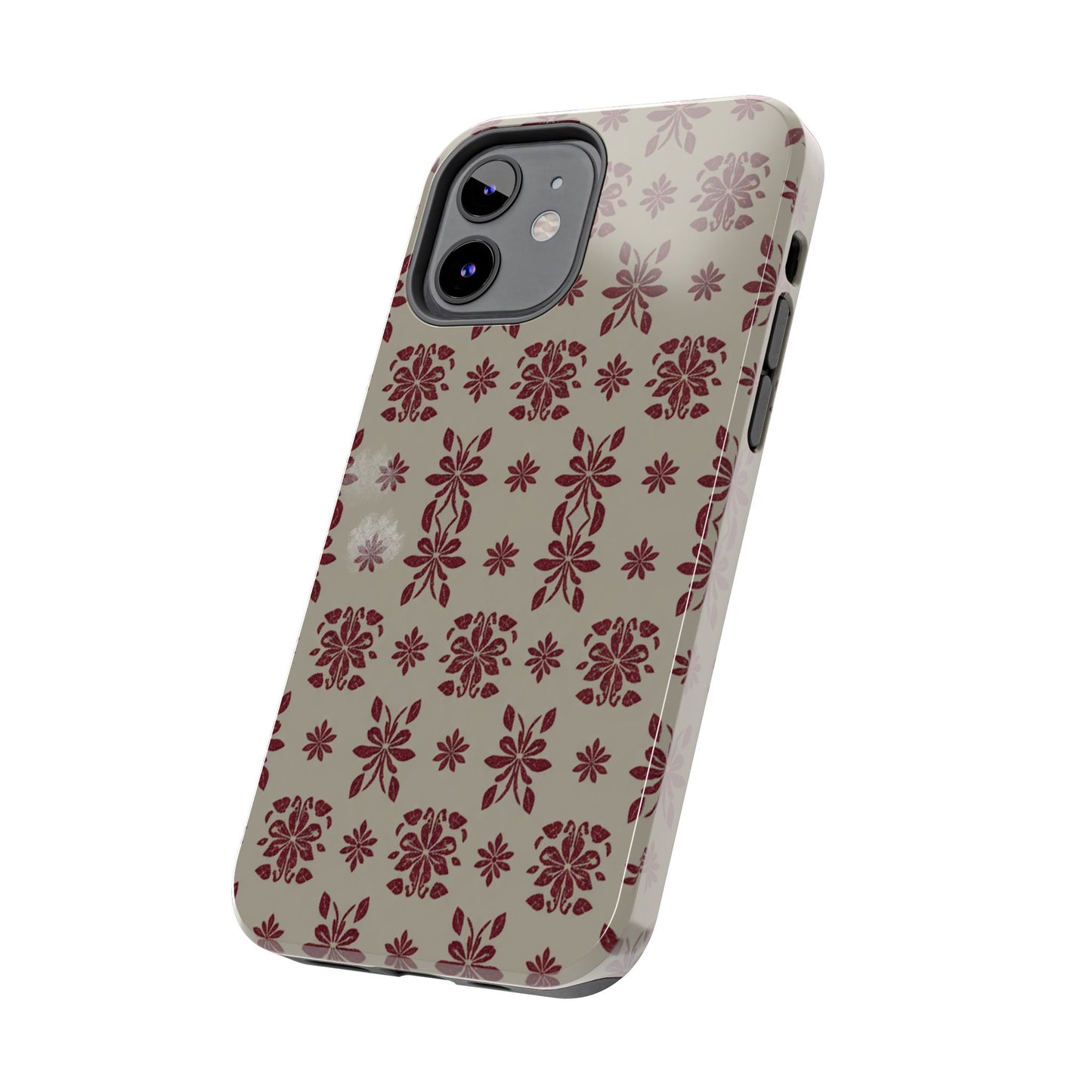 Tough Phone Case — Vintage Red Floral Pattern Protective Cover