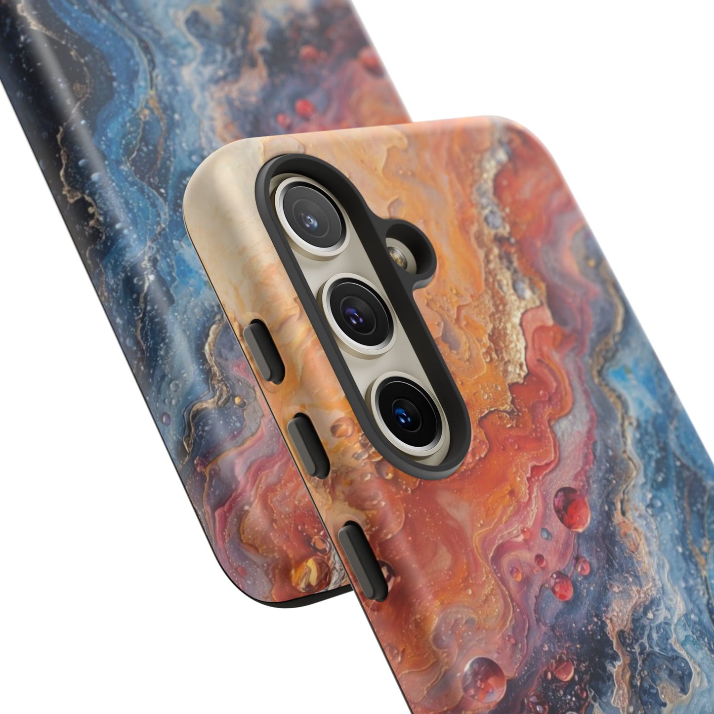 Marbled Galaxy Tough Phone Case — Abstract Blue & Coral Protective Cover