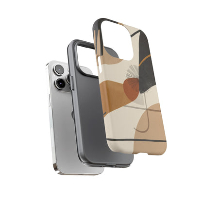 Abstract Earth Tone Phone Case — Mid-Century Minimalist Tough Case