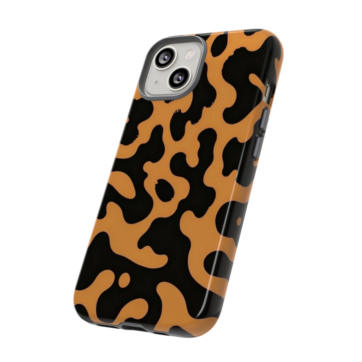 Leopard Print Phone Case — Orange & Black Tough Pattern Protective Cover