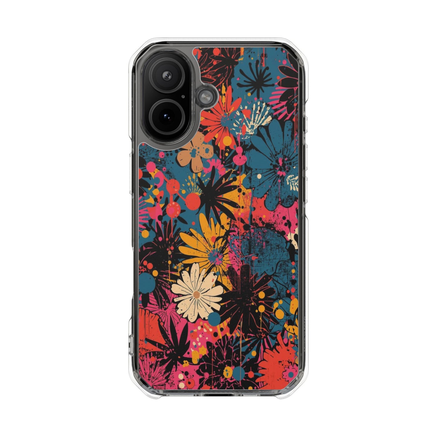 Clear Magnetic Phone Case — Colorful Floral Impact Protection