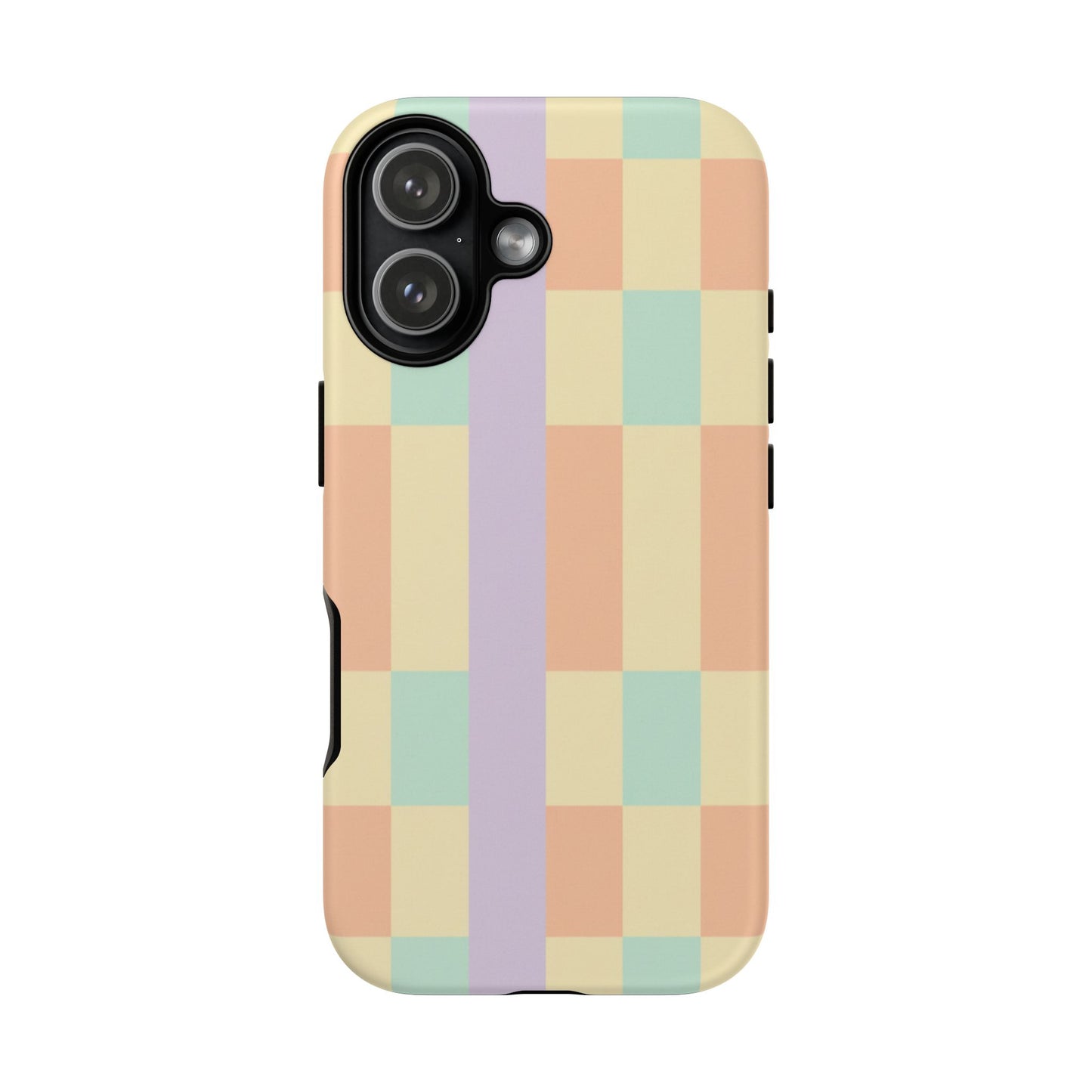 Pastel Checkered Phone Case — Retro Stripe Tough Case