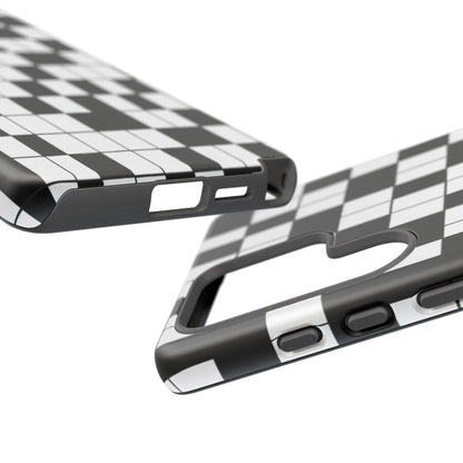 Crossword Grid Phone Case — Black & White Puzzle Pattern Tough Phone Cover