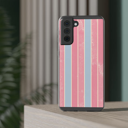 Striped Pink & Blue Phone Case — Retro Pastel Flexi Case