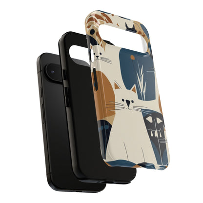 Cat Pattern Phone Case – Retro Abstract Cats Protective iPhone Cover