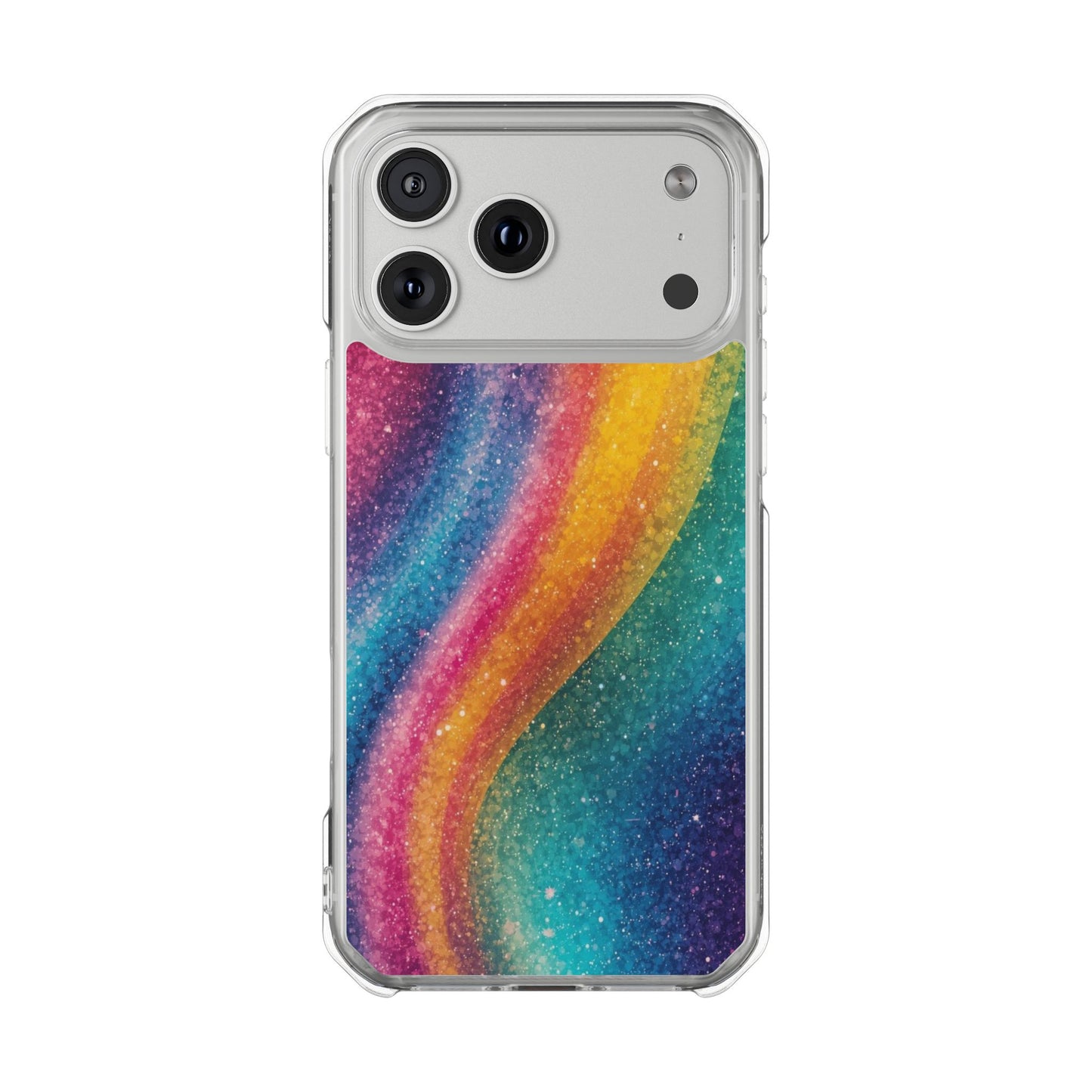 Clear Magnetic Phone Case — Rainbow Glitter Wave Impact-Proof Cover
