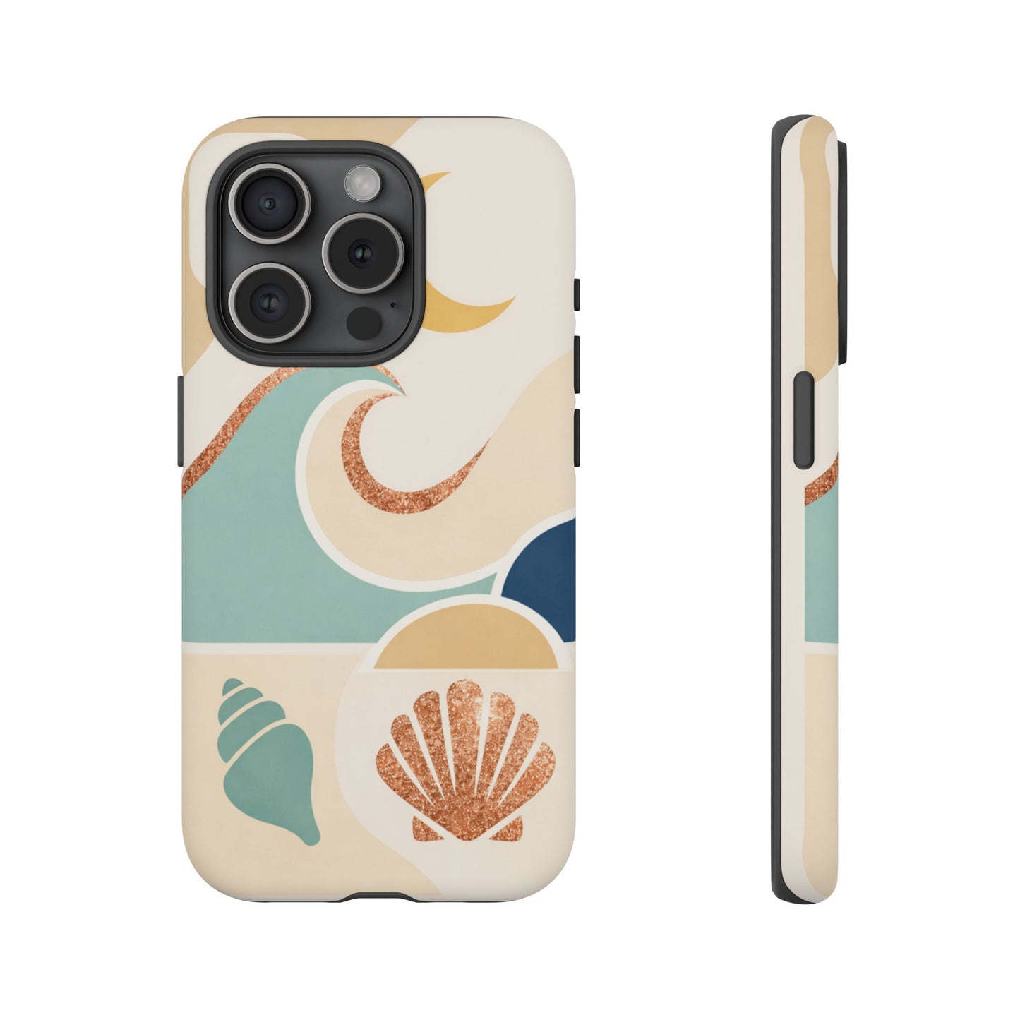 Sea Breeze Tough Phone Case — Retro Waves & Shells Design