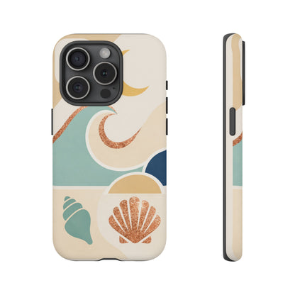 Sea Breeze Tough Phone Case — Retro Waves & Shells Design