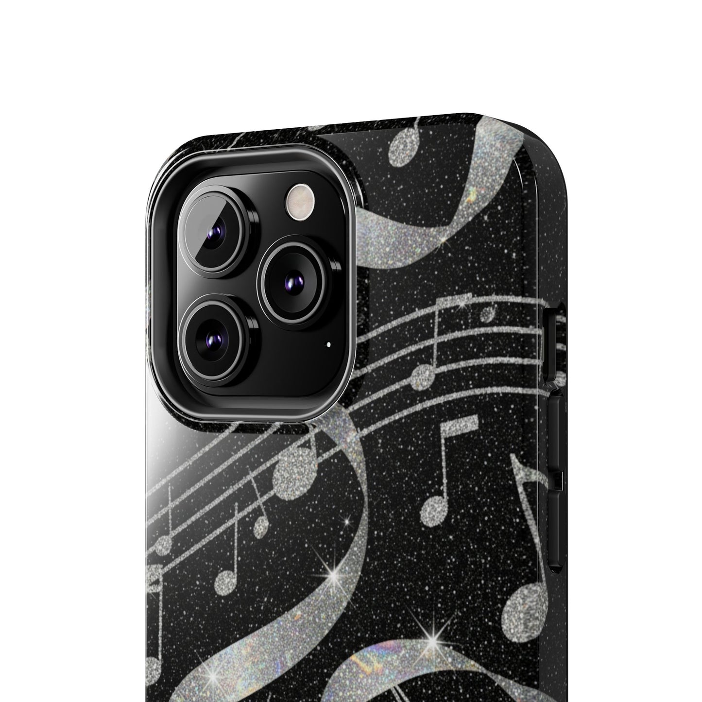 Musical Notes Tough Phone Case – Glitter Black Musician Phone Cover
