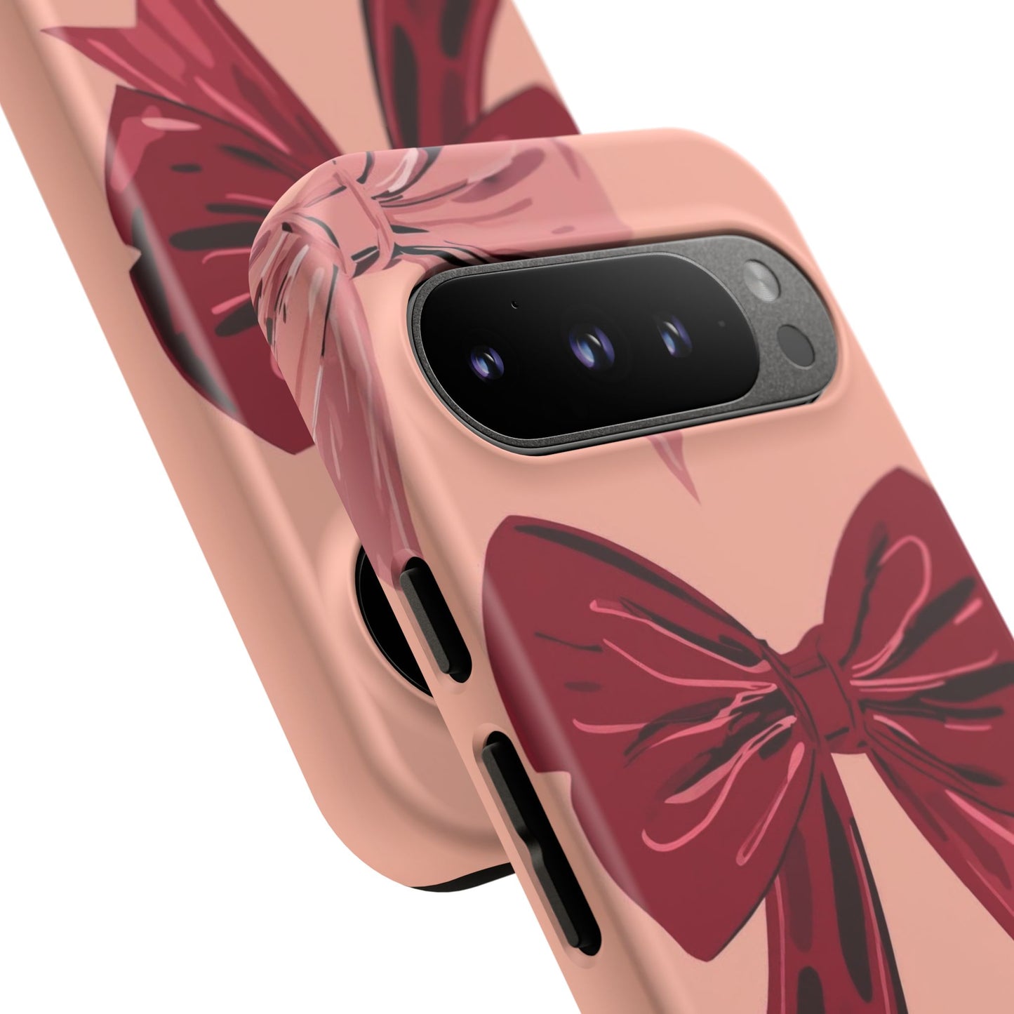 Bow Pattern Tough Phone Case — Pink, Red & Black Decorative Bows