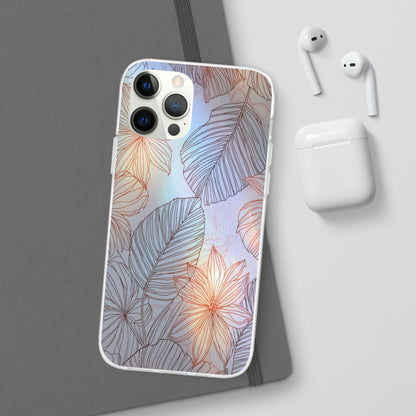 Floral Holographic Phone Case — Iridescent Leaves & Flowers Flexi Case
