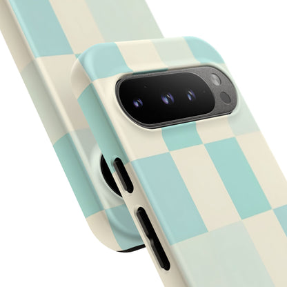Pastel Checkerboard Tough Case – Mint & Cream Protective Phone Cover