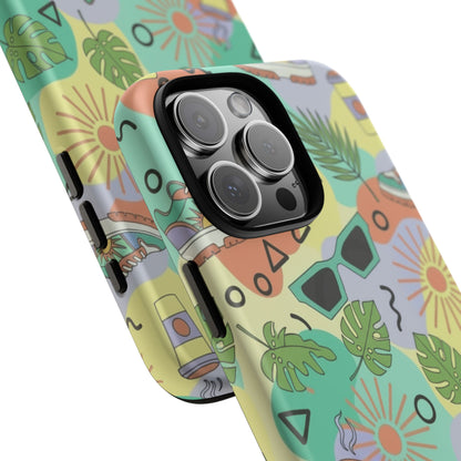 Tropical Summer Phone Case — Retro Sunglasses, Sneakers & Palm Pattern