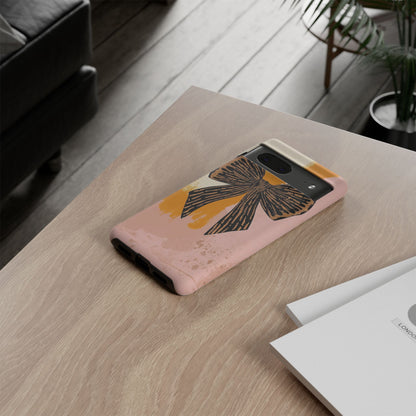 Bow Brushstroke Tough Phone Case — Pink & Mustard