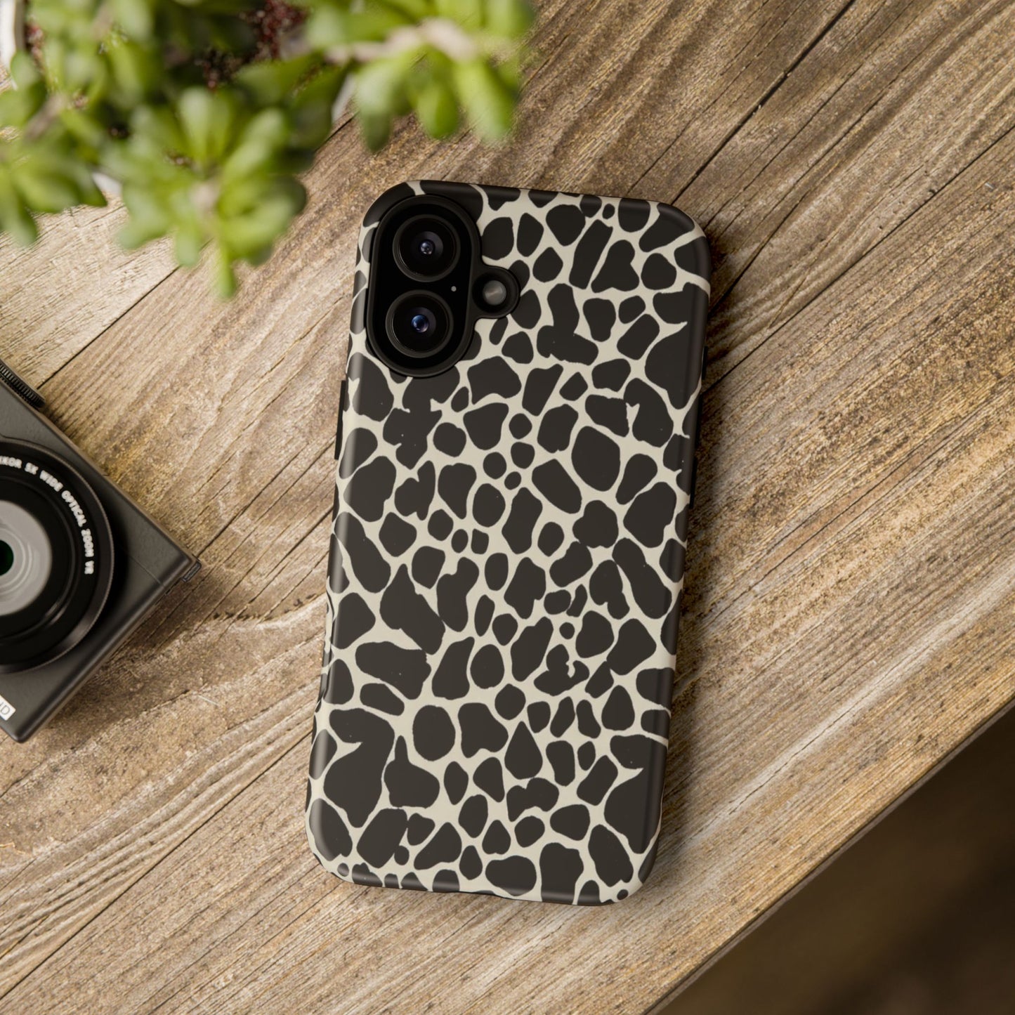 Black and White Cowhide Phone Case — Protective Tough Case