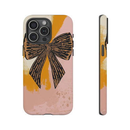 Bow Brushstroke Tough Phone Case — Pink & Mustard