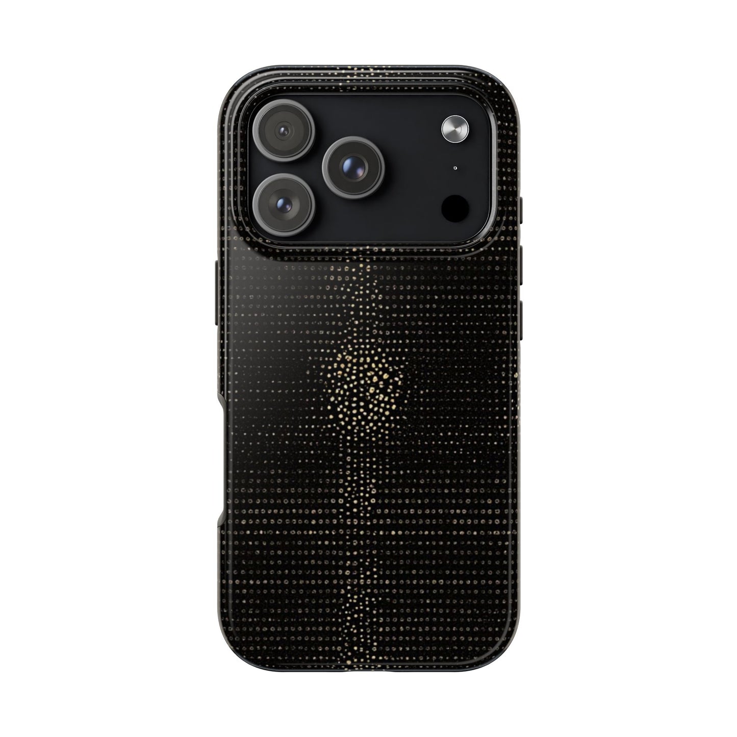Tough Phone Case — Black Textured Metallic Dot Shield