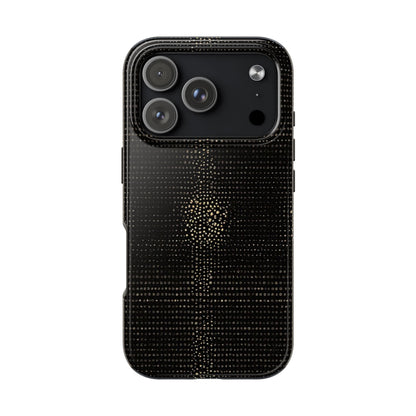 Tough Phone Case — Black Textured Metallic Dot Shield