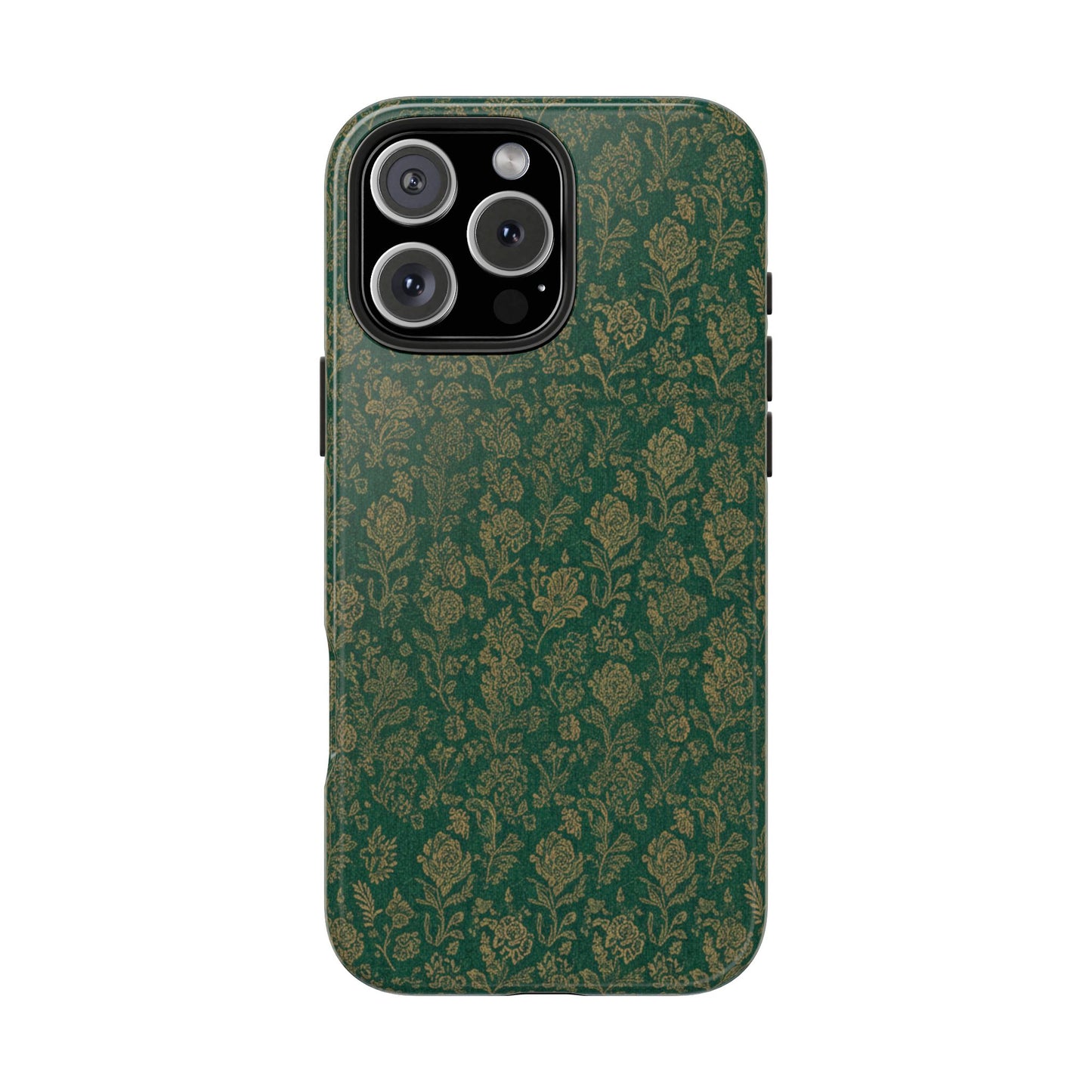 Vintage Floral Tough Phone Case — Green Damask Protective Cover