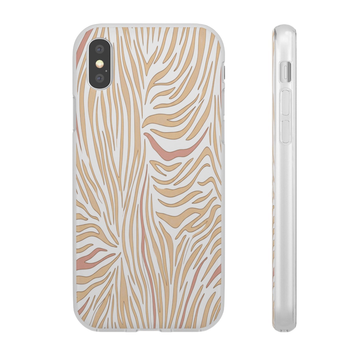 Neutral Zebra Print Flexi Case — Beige & Rose Gold Animal Pattern Phone Cover