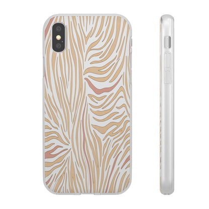 Neutral Zebra Print Flexi Case — Beige & Rose Gold Animal Pattern Phone Cover