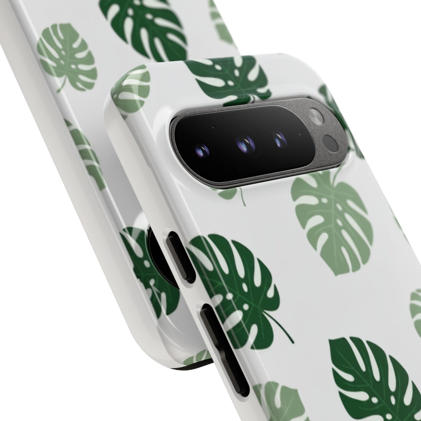 Monstera Leaf Tough Phone Case – Tropical Green Palm Pattern Protective Cover