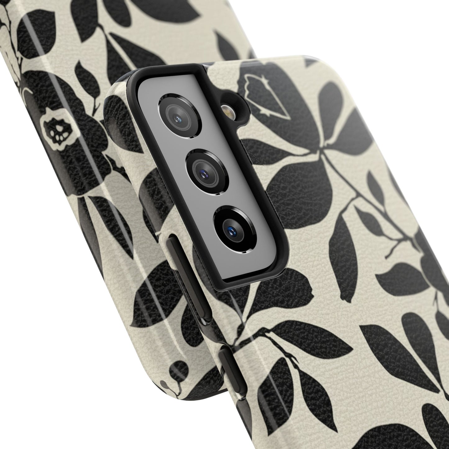 Tough Phone Case — Black Floral Silhouette Protective Cover