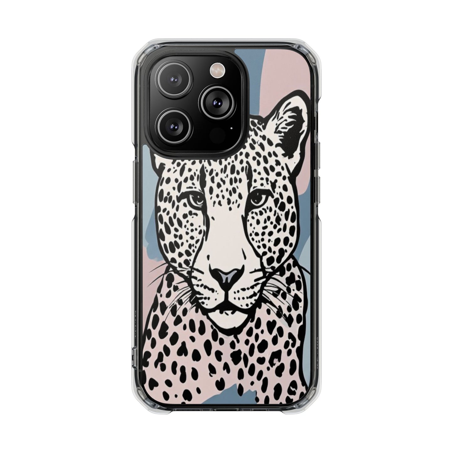 Clear Magnetic Phone Case — Leopard Art Protective Impact Cover