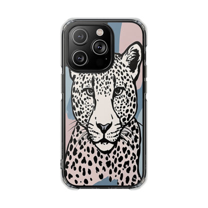 Clear Magnetic Phone Case — Leopard Art Protective Impact Cover