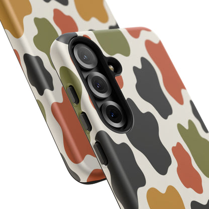 Camouflage Pattern Tough Phone Case – Retro Olive, Rust & Mustard Protective Cover