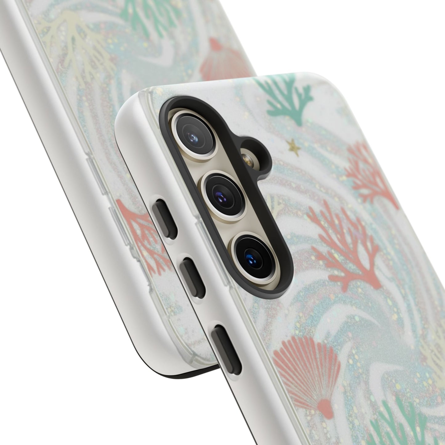 Seafoam Coral Tough Phone Case - Pastel Ocean Wave Design