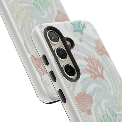 Seafoam Coral Tough Phone Case - Pastel Ocean Wave Design