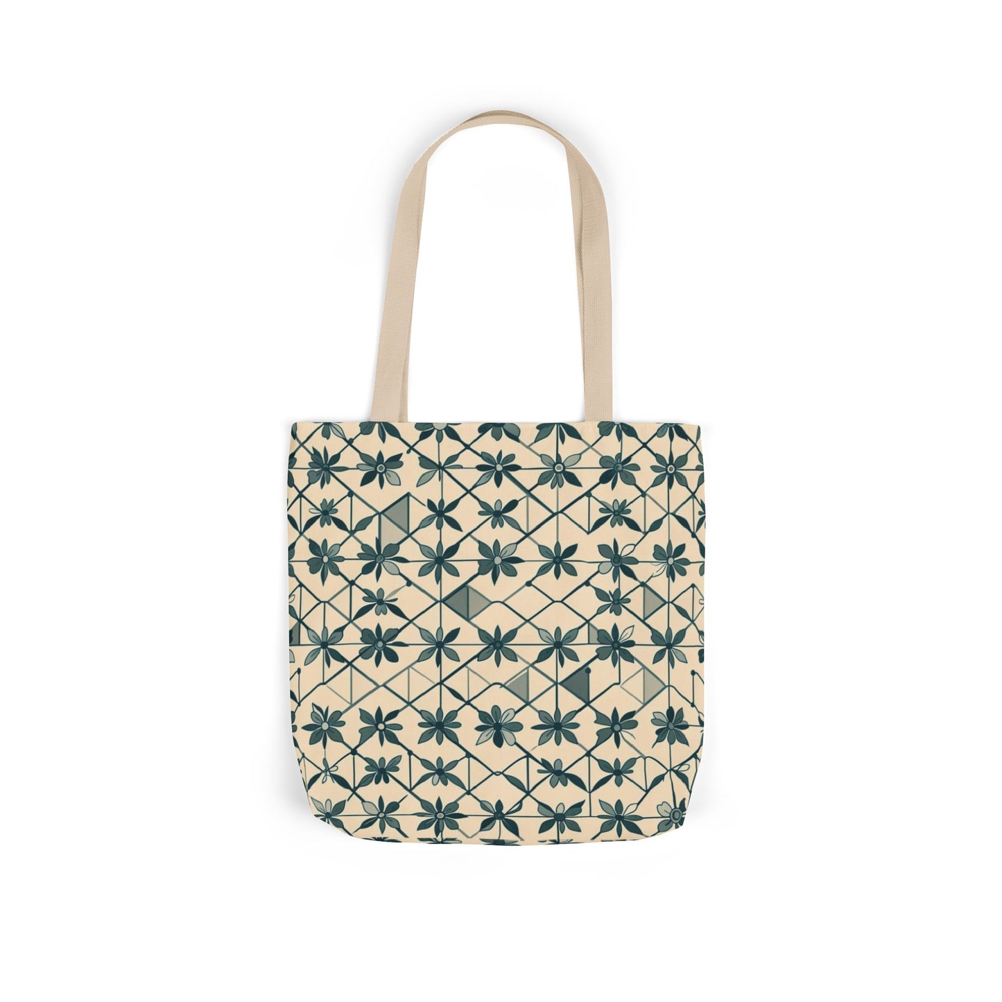 Canvas Tote Bag — Geometric Starburst Pattern, Boho Market Tote
