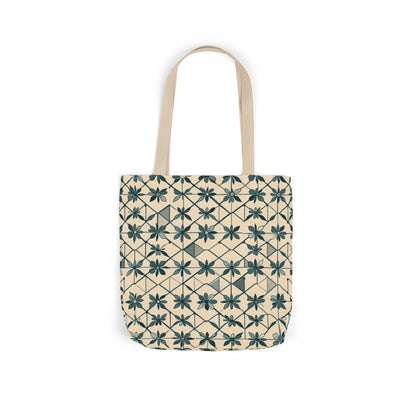 Canvas Tote Bag — Geometric Starburst Pattern, Boho Market Tote