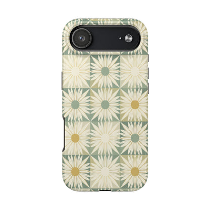 Retro Daisy Tough Phone Case — Vintage Floral Protective Cover for iPhone