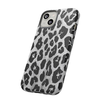 Leopard Print Tough Phone Case – Black & White Animal Pattern Protective Cover