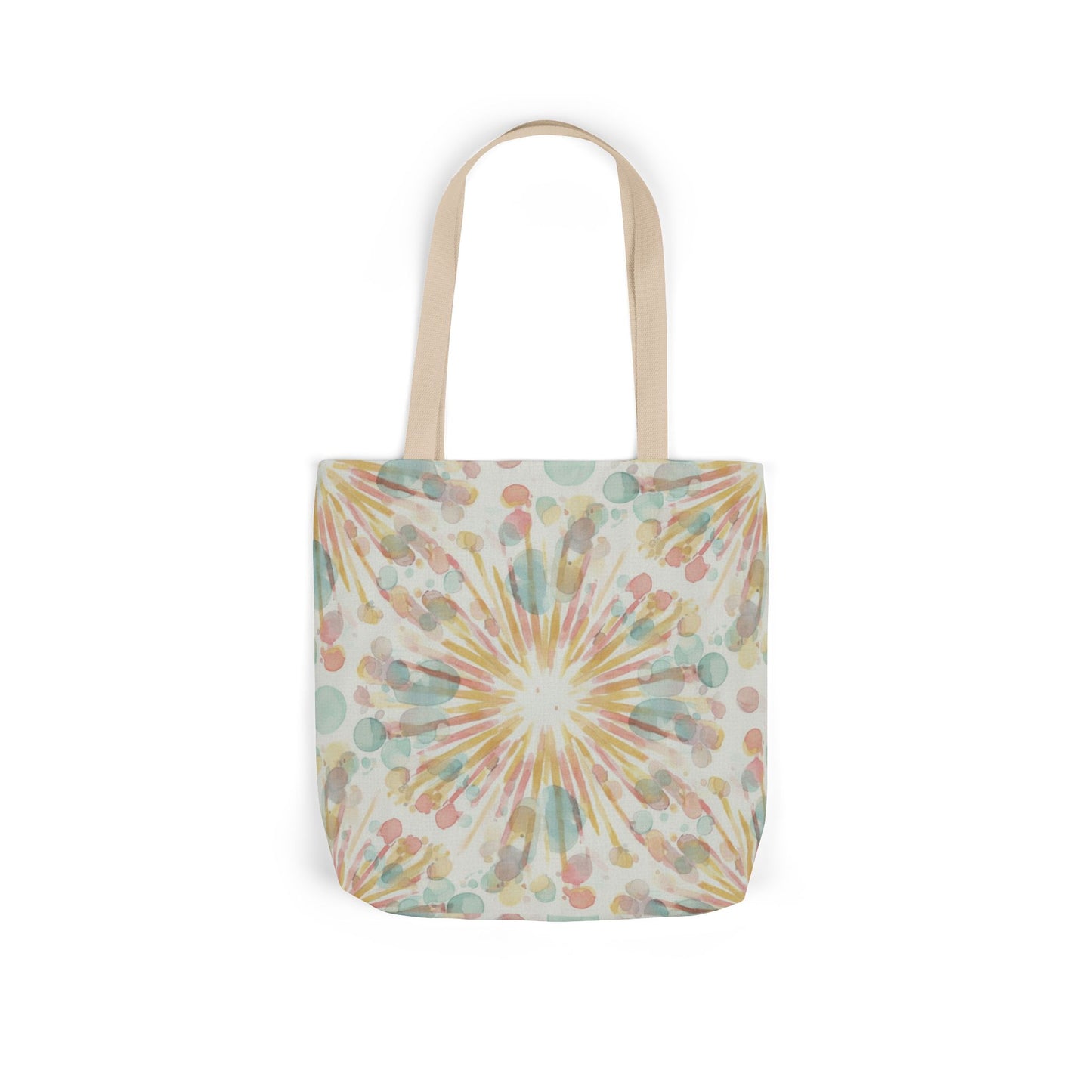 Boho Sunburst Canvas Tote Bag — Pastel Tie-Dye Beach & Market Bag