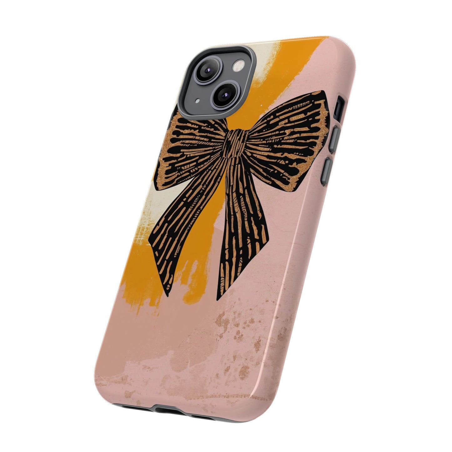Bow Brushstroke Tough Phone Case — Pink & Mustard